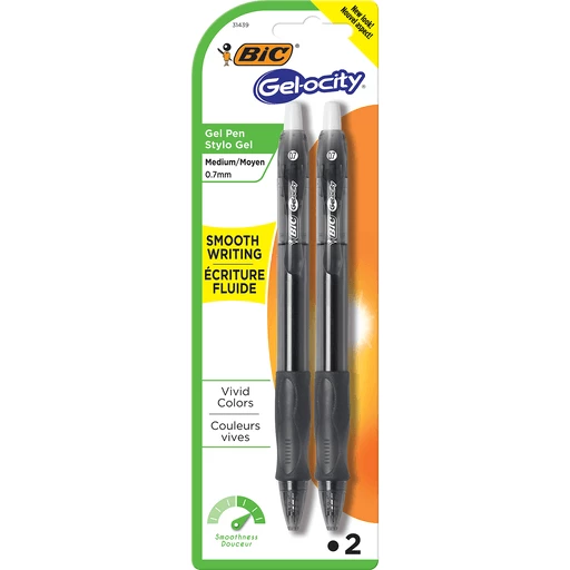 BiC Gel-ocity 0.7 Mm Medium Long Lasting Gel Pen 2 Ea, School Supplies