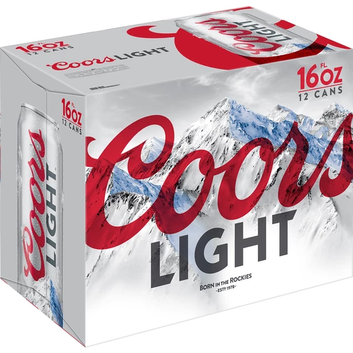 Coors Light Lager Beer 12 Pack 16 Fl