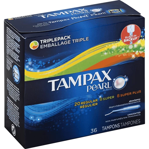 Tampax Pearl Tampons Plastic Triplepack Unscented Feminine