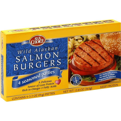 Sea Choice Salmon Burgers, Wild Alaskan, Frozen Seafood