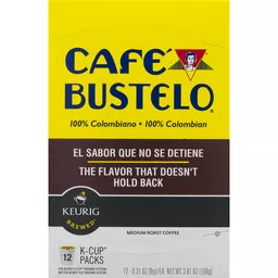 Cafe Bustelo K Cup Pods Colombian Blend Coffee 12 ea Single