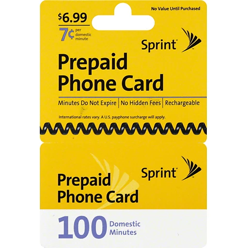 Sprint Prepaid Phone Card, 100 Domestic Minutes | Gift Cards