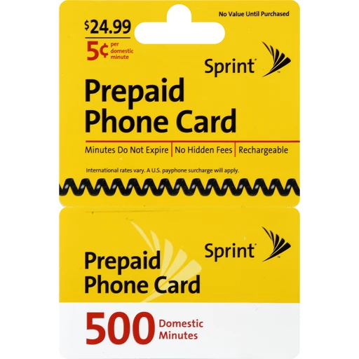 Sprint Prepaid Phone Card, 500 Domestic Minutes | Gift Cards