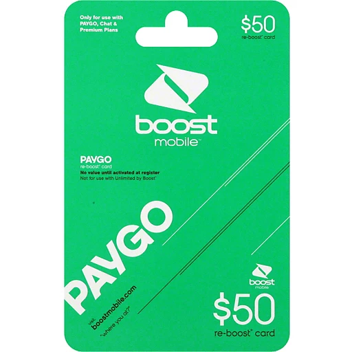 Boost Mobile Re-Boost Card, $50 | Gift Cards | Goodwin & Sons