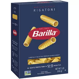 Barilla Blue Box Rigatoni Pasta 1 Lb, Tubes & Shells