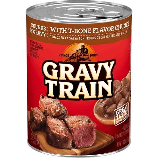 Gravy Train Chunks in Gravy With T Bone Flavor Chunks Wet Dog