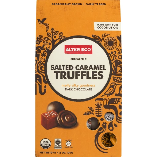 Alter Eco Organic Dark Chocolate Salted Caramel Truffles 4.2 Oz, Chocolate
