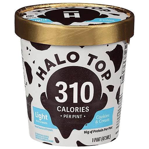Halo Top Ice Cream Light Cookies Cream 1 pt Cookie Dough