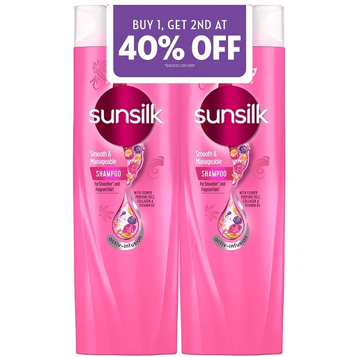 Sunsilk Shampoo Smooth & Manageable Buy 1 Get 2nd at 40% off 180ml x 2s