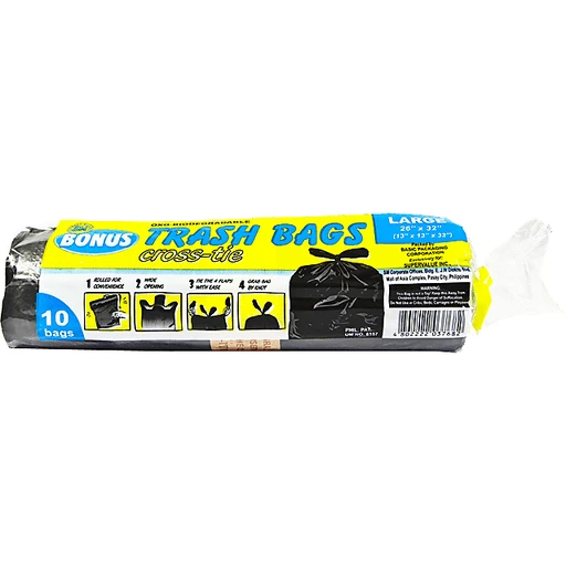 SM Bonus Garbage Bag Large Cross Tie Black 10s