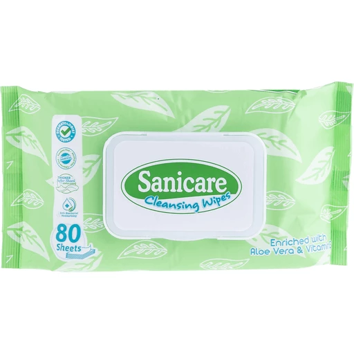 Sanicare Cleansing Wipes Aloe Vera & Vitamin E 80sheets 80 sheets