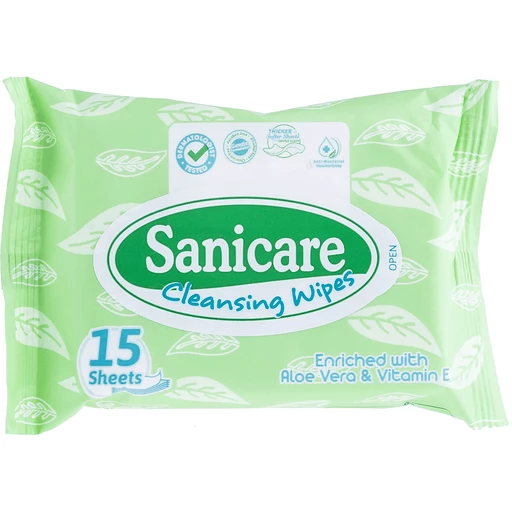 Sanicare Cleansing Wipes Aloe Vera & Vitamin E 15sheets 15sheets