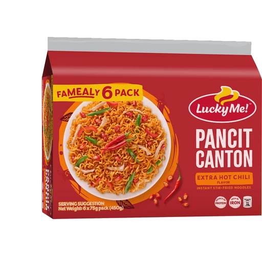 Lucky Me! Pancit Canton Instant Noodles Extra Hot Chili Multipack 80g x 6s