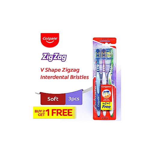 Colgate Zigzag Plus Soft Toothbrush (with Cap) | Buy 2 Get 1 FREE