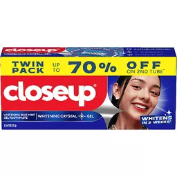 Close Up Whitening Crystal Blue Mint Twin Pack 120g x 2s
