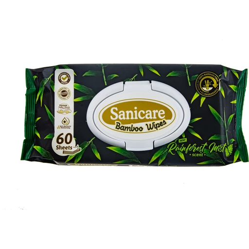 Sanicare Bamboo Wipes Rainforest Mist Scent 60sheets 60sheets