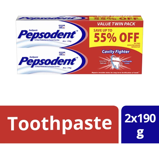Pepsodent Toothpaste Cavity Fighter 190g x 2s