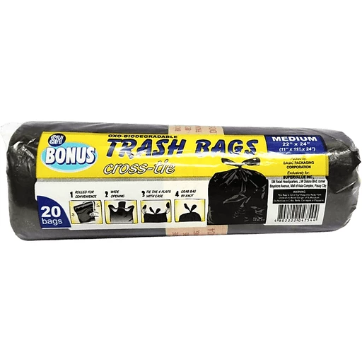SM Bonus Garbage Bag Medium Cross Tie Black 20s