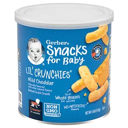 Gerber Mild Cheddar Lil' Crunchies Baby Food package Baby