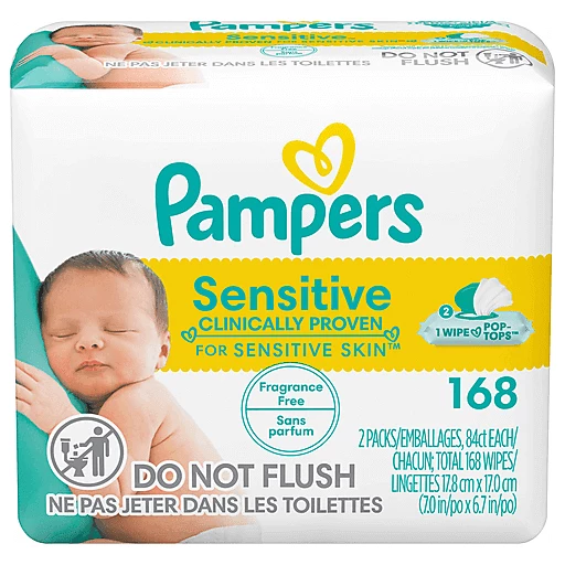 Pampers Sensitive Perfume Free Baby Wipes 168 ct 3 pack box Baby