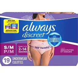 Always Discreet Small/Medium Incontinence Underwear 19 ct pack, Incontinence