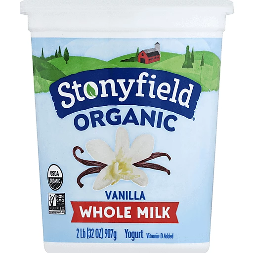 Stonyfield Organic Non-GMO Vanilla Probiotic Whole Milk Yogurt 32