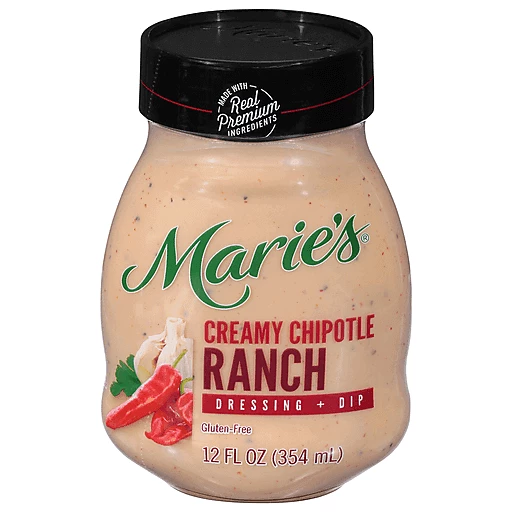 Marie's Gluten-free Creamy Chipotle Ranch Dressing and Dip 12 fl oz jar | Refrigerated Condiments, Dressings & Dips | DeCA Marie's Gluten-free Creamy Chipotle Ranch Dressing and Dip 12 fl oz jar | Refrigerated Condiments, Dressings & Dips | DeCA