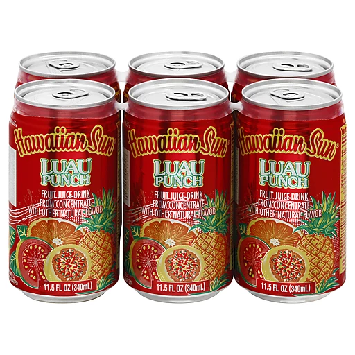 Hawaiian Sun Luau Punch Fruit Juice Drink 11.5 fl oz can 6 pack